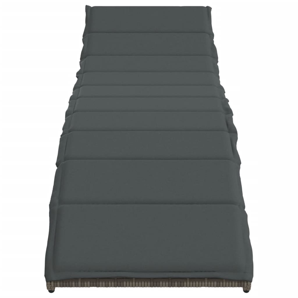 Ligbedden 2 st met kussens poly rattan grijs