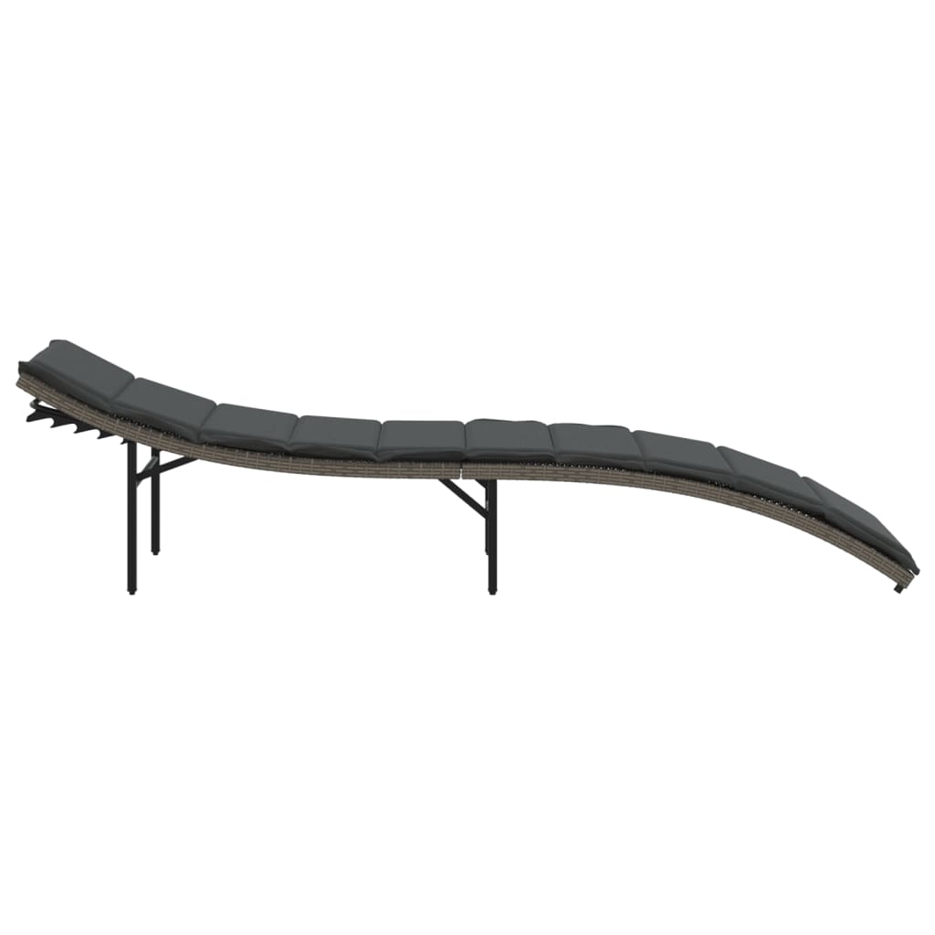 Ligbedden 2 st met kussens poly rattan grijs
