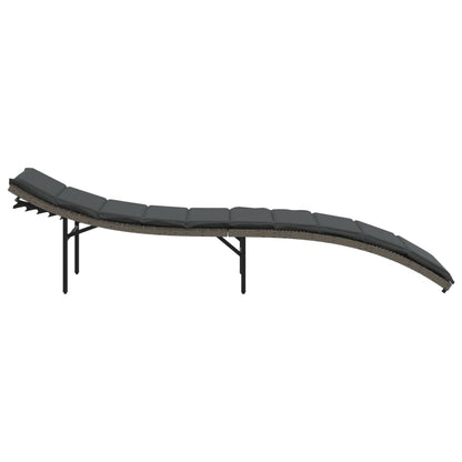Ligbedden 2 st met kussens poly rattan grijs