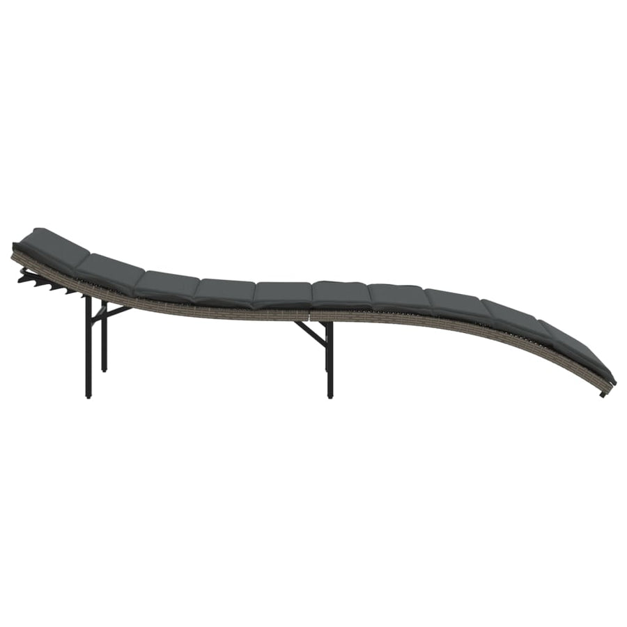 Ligbedden 2 st met kussens poly rattan grijs