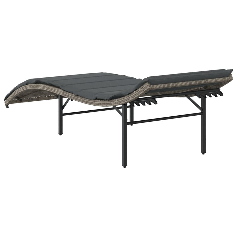 Ligbedden 2 st met kussens poly rattan grijs