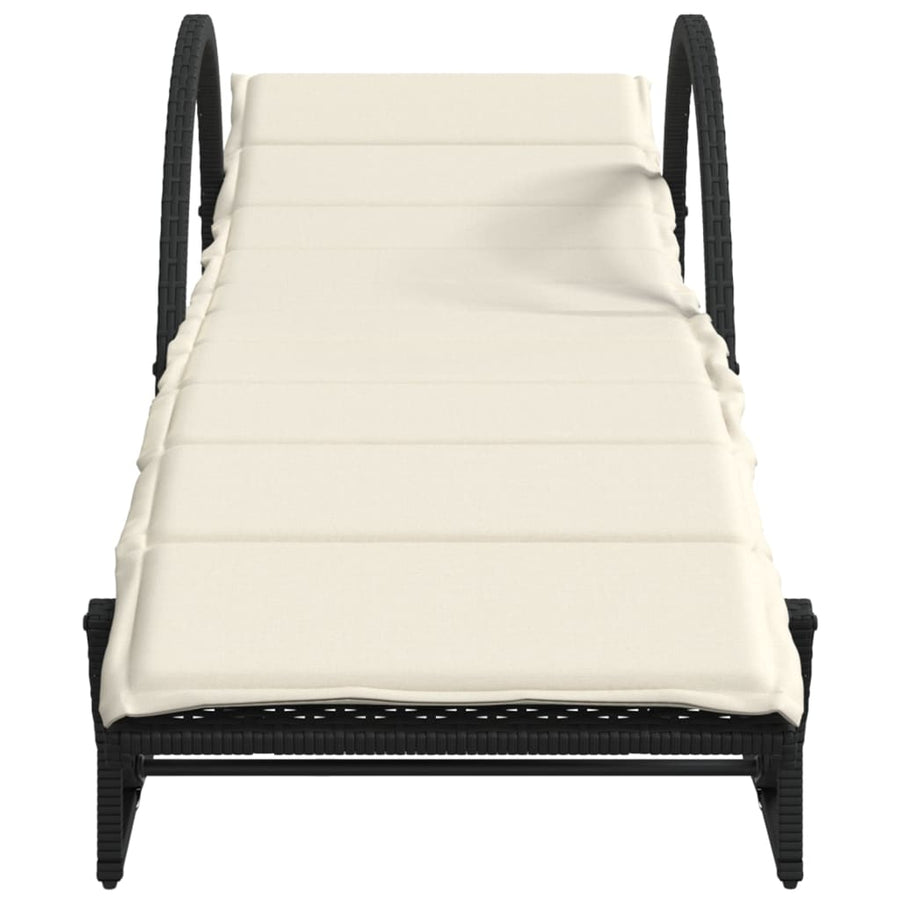 Ligbedden 2 st met kussens poly rattan zwart