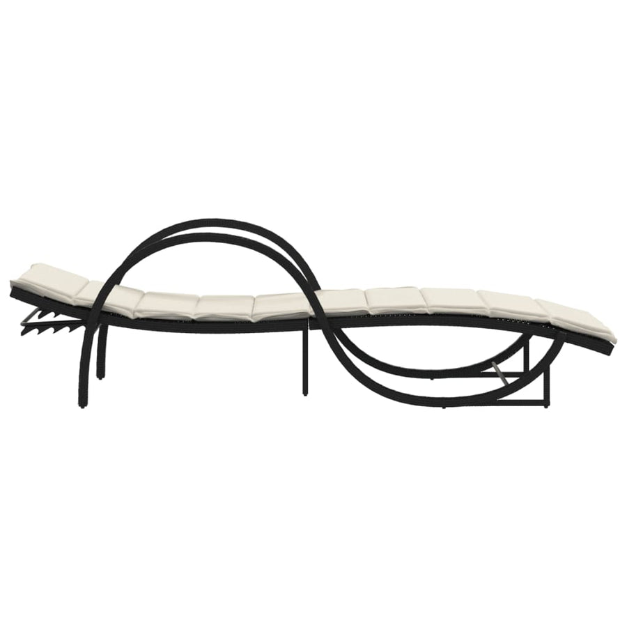 Ligbedden 2 st met kussens poly rattan zwart