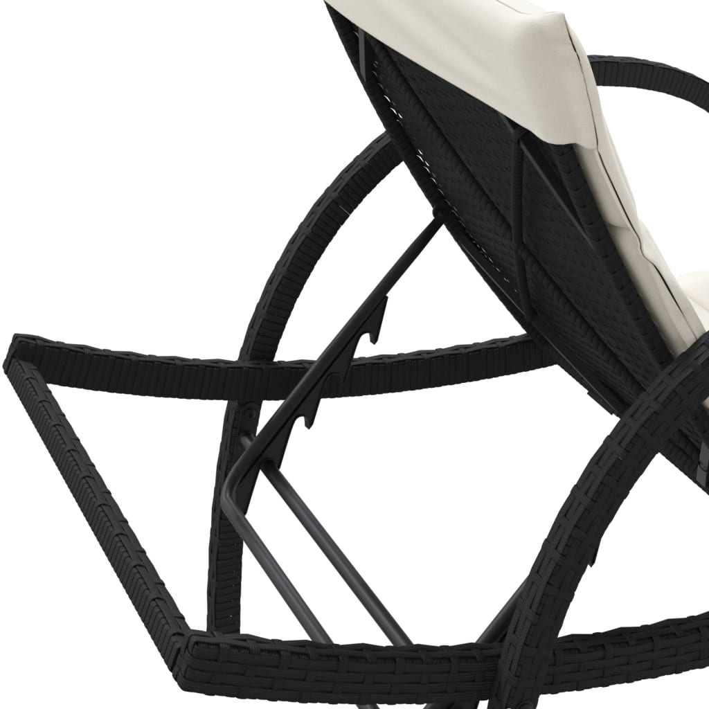 Ligbedden 2 st met kussens poly rattan zwart