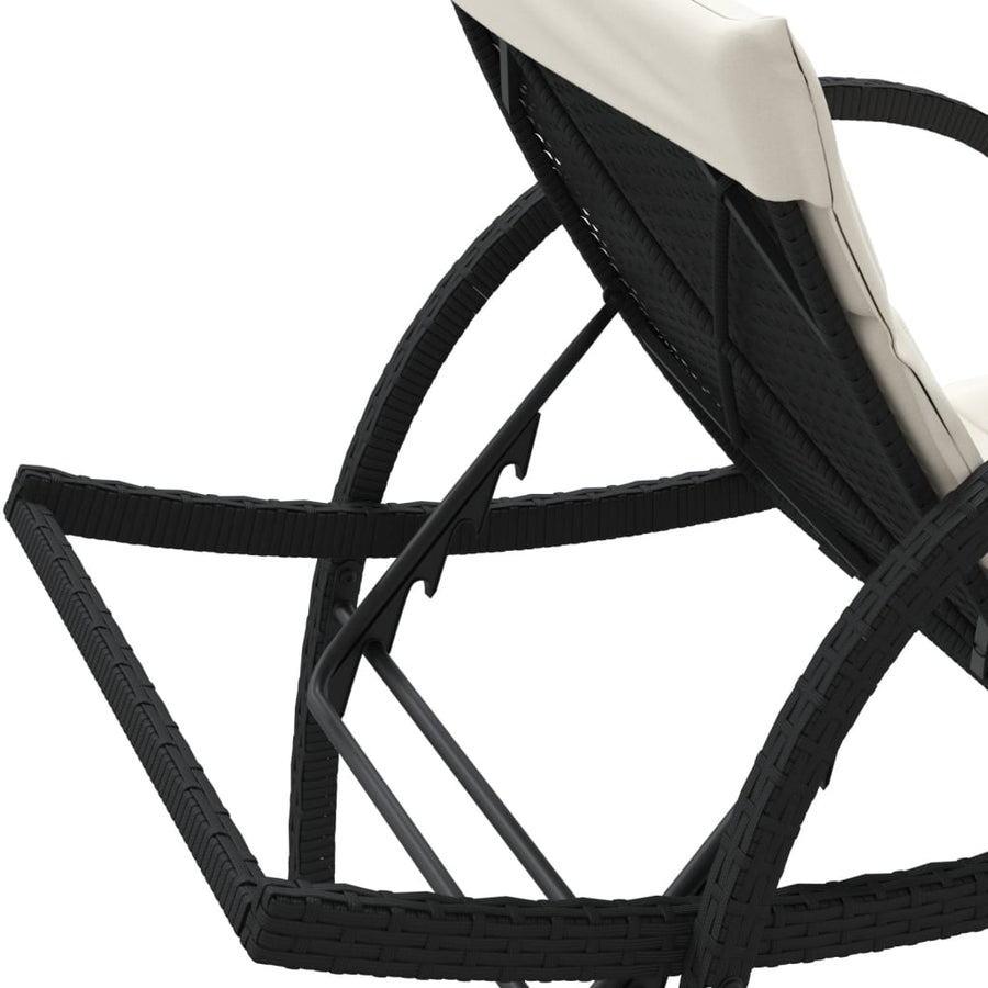 Ligbedden 2 st met kussens poly rattan zwart