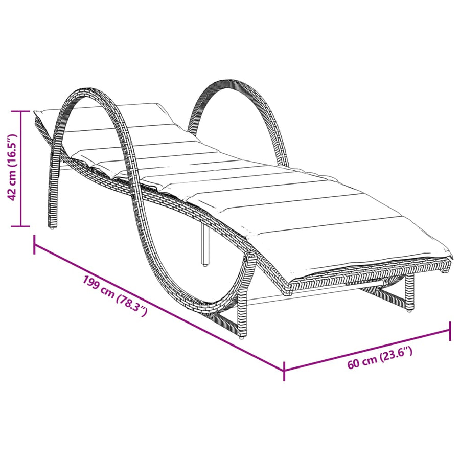 Ligbedden 2 st met kussens poly rattan zwart