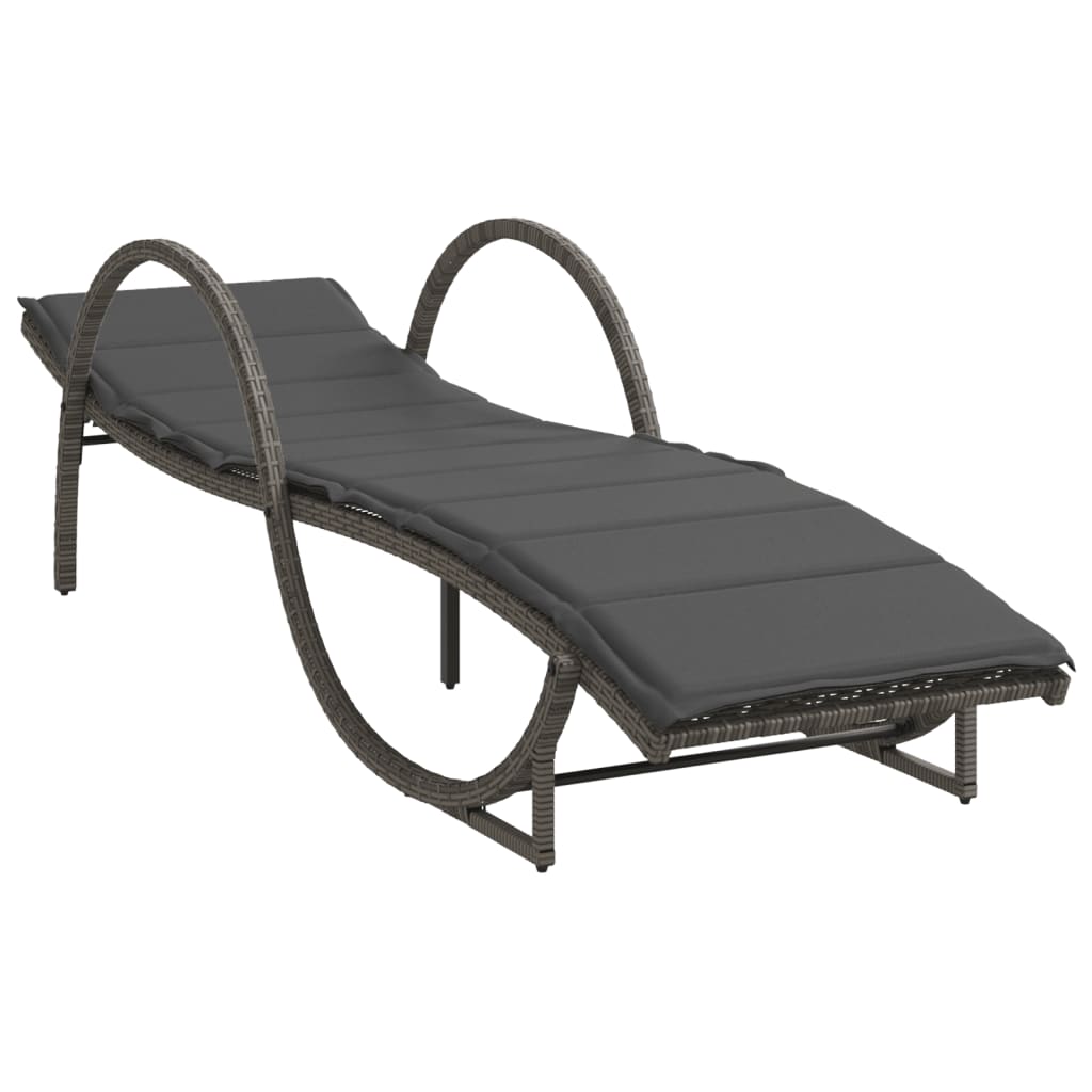 Ligbedden 2 st met kussens poly rattan grijs