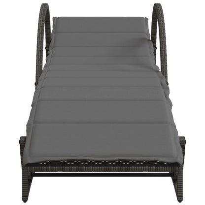 Ligbedden 2 st met kussens poly rattan grijs