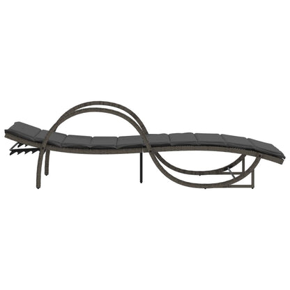 Ligbedden 2 st met kussens poly rattan grijs