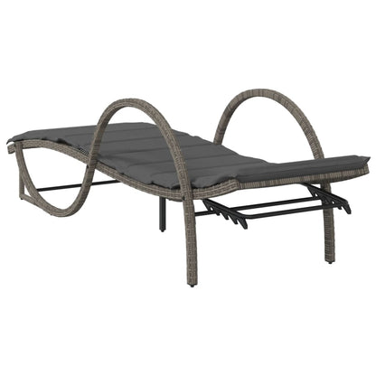 Ligbedden 2 st met kussens poly rattan grijs