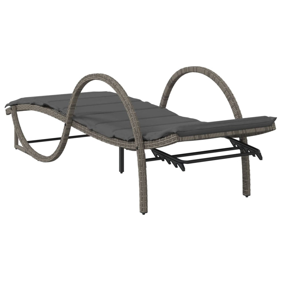 Ligbedden 2 st met kussens poly rattan grijs
