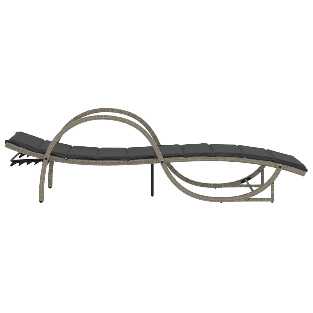 Ligbedden 2 st met kussens poly rattan lichtgrijs
