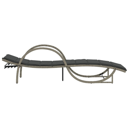 Ligbedden 2 st met kussens poly rattan lichtgrijs