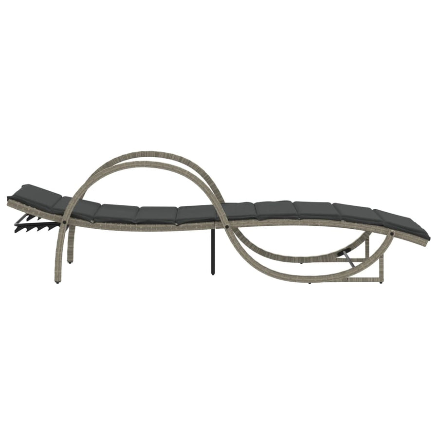 Ligbedden 2 st met kussens poly rattan lichtgrijs