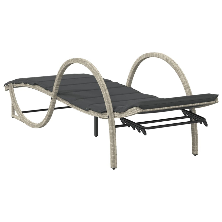Ligbedden 2 st met kussens poly rattan lichtgrijs