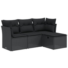 4-Delige Loungeset Met Kussens Poly Rattan Zwart
