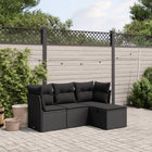 4-Delige Loungeset Met Kussens Poly Rattan Zwart