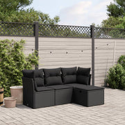 Loungeset 4-delig poly rattan zwart