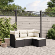 Loungeset 4-delig poly rattan zwart