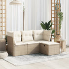 4-Delige Loungeset Met Kussens Poly Rattan Beige