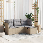 Loungeset 4-delig poly rattan gemengd beige