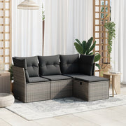 Loungeset 4-delig poly rattan grijs