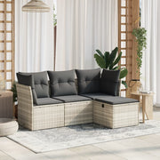 Loungeset 4-delig poly rattan lichtgrijs