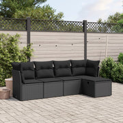 Loungeset 5-delig poly rattan zwart