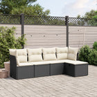 5-Delige Loungeset Met Kussens Poly Rattan Zwart