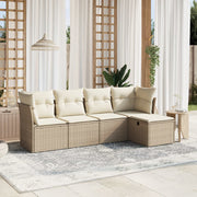 Loungeset 5-delig poly rattan beige