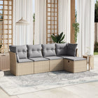 Loungeset 5-delig poly rattan gemengd beige