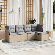 Loungeset 5-delig poly rattan gemengd beige