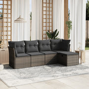 Loungeset 5-delig poly rattan grijs