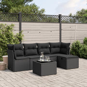 Loungeset 6-delig poly rattan zwart