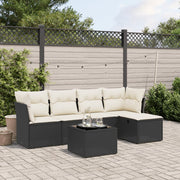 Loungeset 6-delig poly rattan zwart