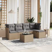 Loungeset 6-delig poly rattan gemengd beige