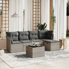Loungeset 6-delig poly rattan lichtgrijs