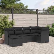 Loungeset 6-delig polyrattan zwart