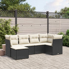 Loungeset 6-delig poly rattan zwart