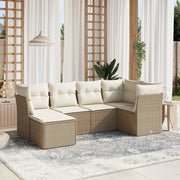 Loungeset 6-delig poly rattan beige
