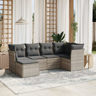 Loungeset 6-delig poly rattan lichtgrijs