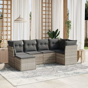Loungeset 6-delig poly rattan lichtgrijs