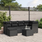 7-Delige Loungeset Met Kussens Poly Rattan Zwart