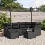 Loungeset 7-delig poly rattan zwart