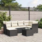Loungeset 7-delig poly rattan zwart