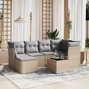 Loungeset 7-delig poly rattan gemengd beige