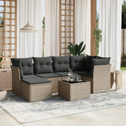 Loungeset 7-delig poly rattan lichtgrijs