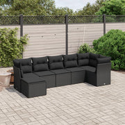 Loungeset 7-delig poly rattan zwart