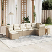 Loungeset 7-delig poly rattan beige