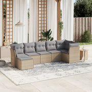 Loungeset 7-delig poly rattan gemengd beige